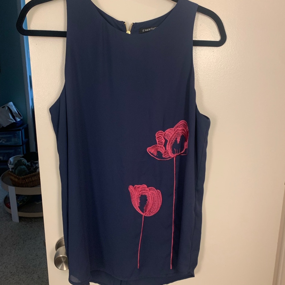 Navy Blue Sleeveless Blouse